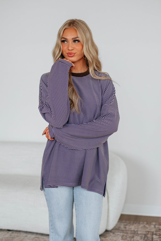 Cayla Striped Top - Lavender Mix
