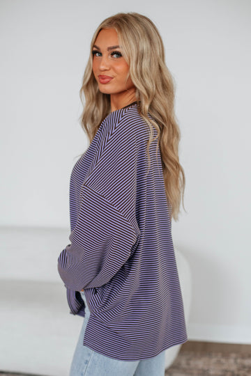 Cayla Striped Top - Lavender Mix