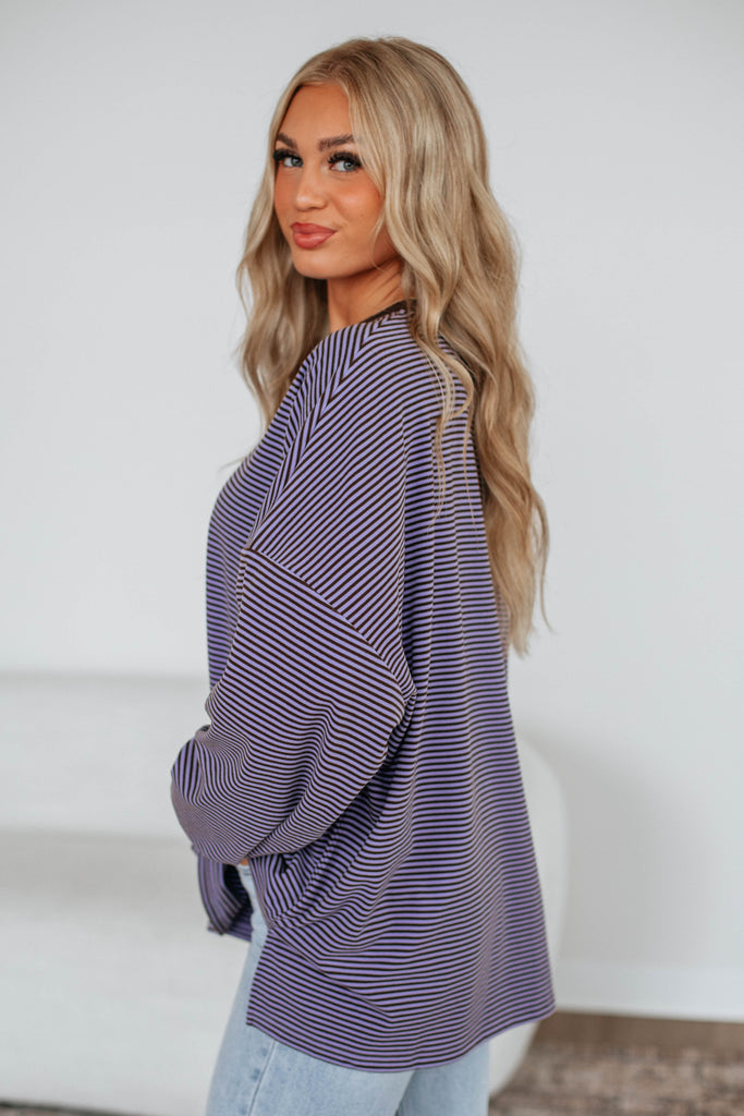 Cayla Striped Top - Lavender Mix