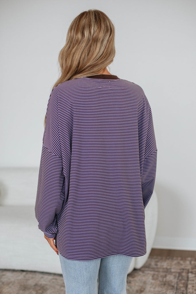 Cayla Striped Top - Lavender Mix