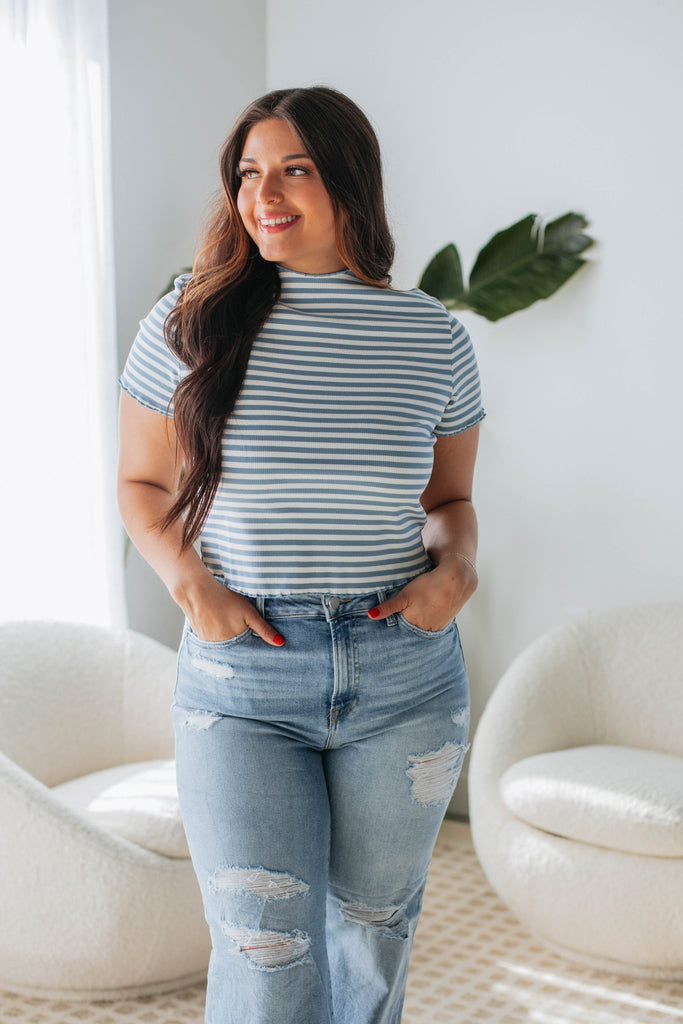 Veridy Ribbed Top - Sky Blue