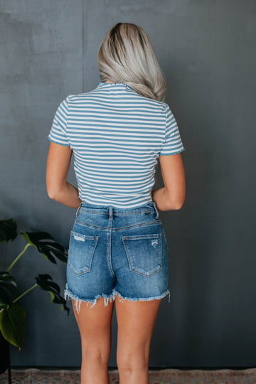 Veridy Ribbed Top - Sky Blue