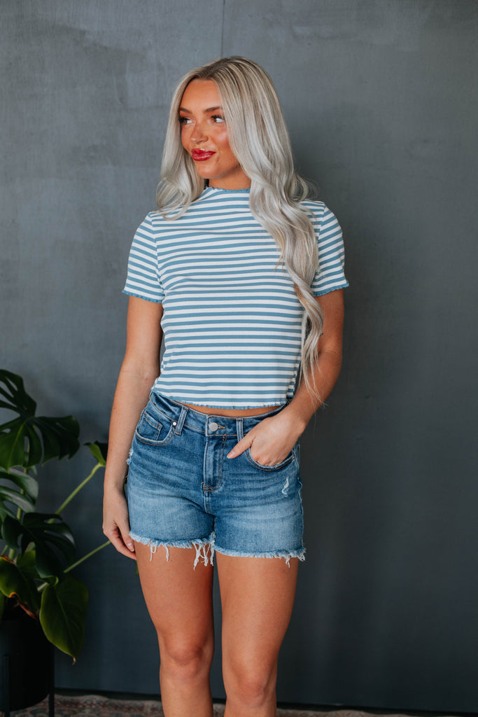 Veridy Ribbed Top - Sky Blue