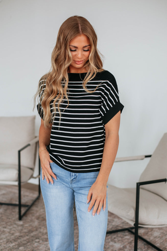 Wesson Striped Top - Black Mix