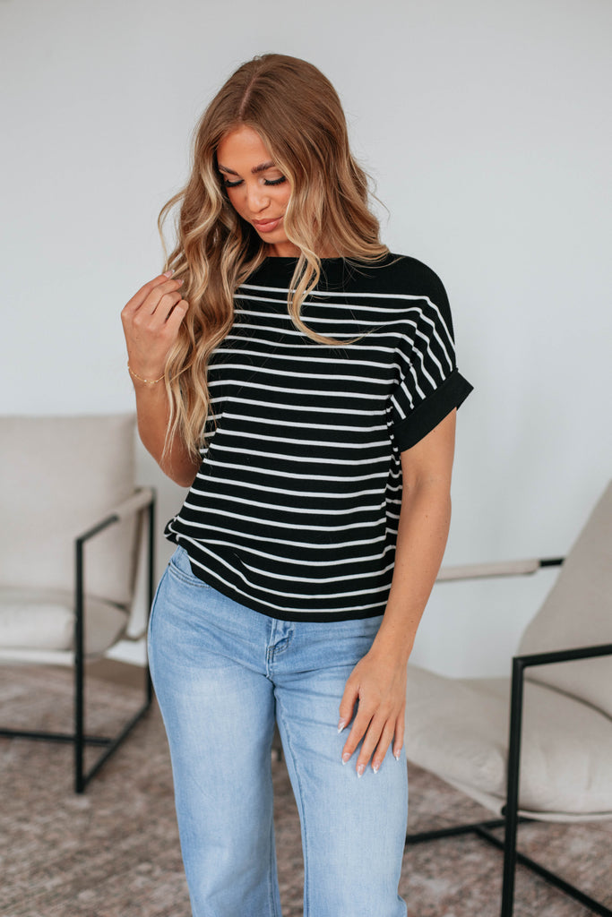 Wesson Striped Top - Black Mix