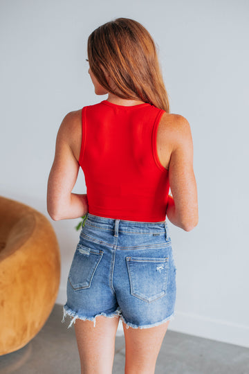Willa Ribbed Tank - Cherry