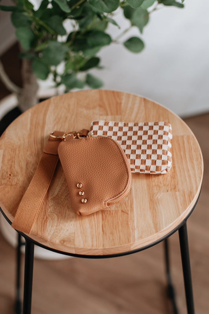 Ira Checkered Dual Wristlet - Tan