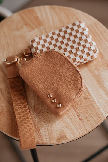Ira Checkered Dual Wristlet - Tan