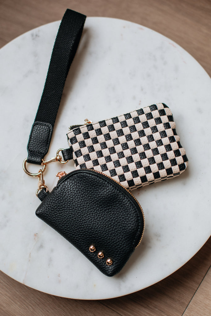 Ira Checkered Dual Wristlet - Black
