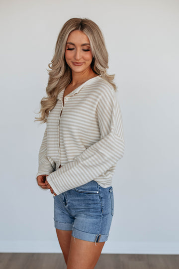 Zoelle Striped Cardigan - Cream Mix