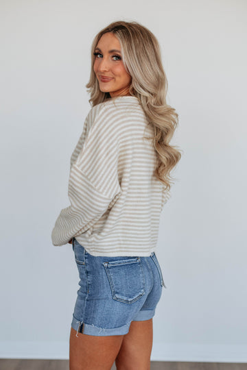 Zoelle Striped Cardigan - Cream Mix