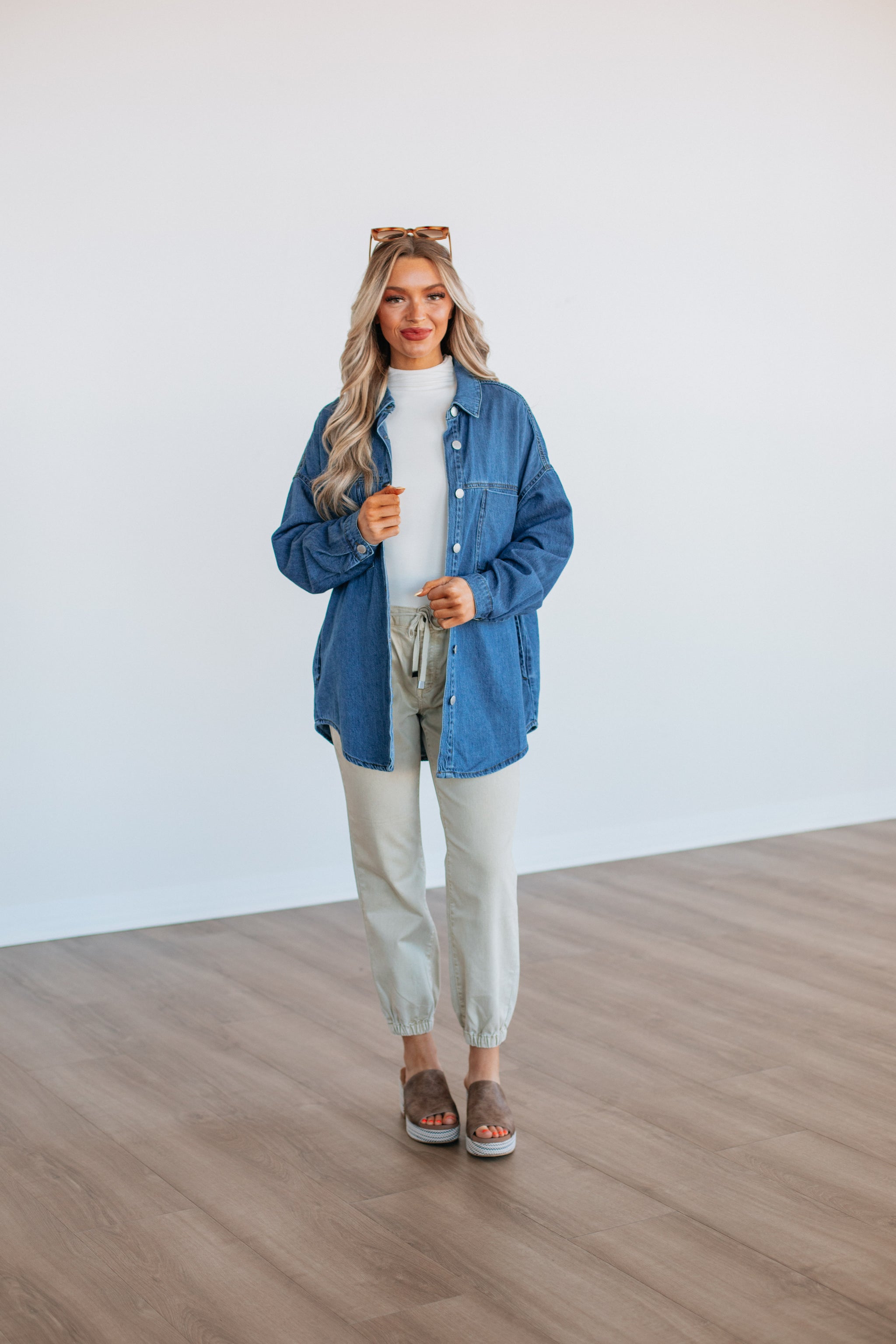 Grayson Risen Denim Shacket - Medium Wash