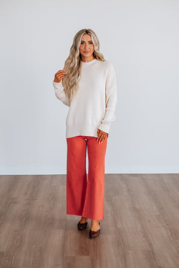 Linsley Wide Leg Pants - Burnt Orange