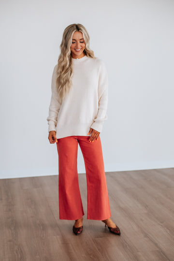 Linsley Wide Leg Pants - Burnt Orange