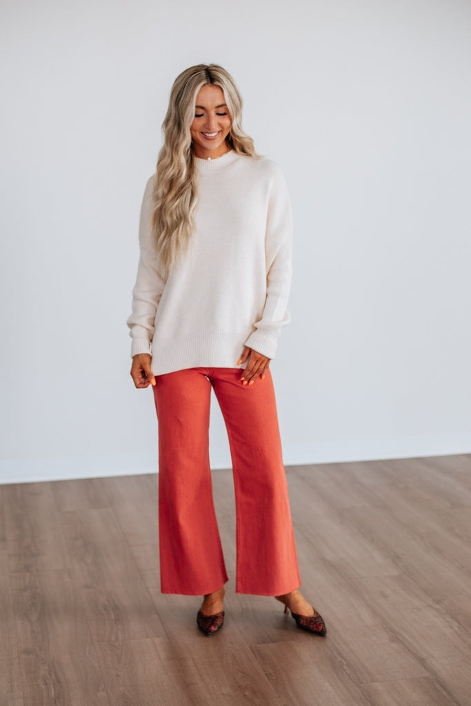 Linsley Wide Leg Pants - Burnt Orange