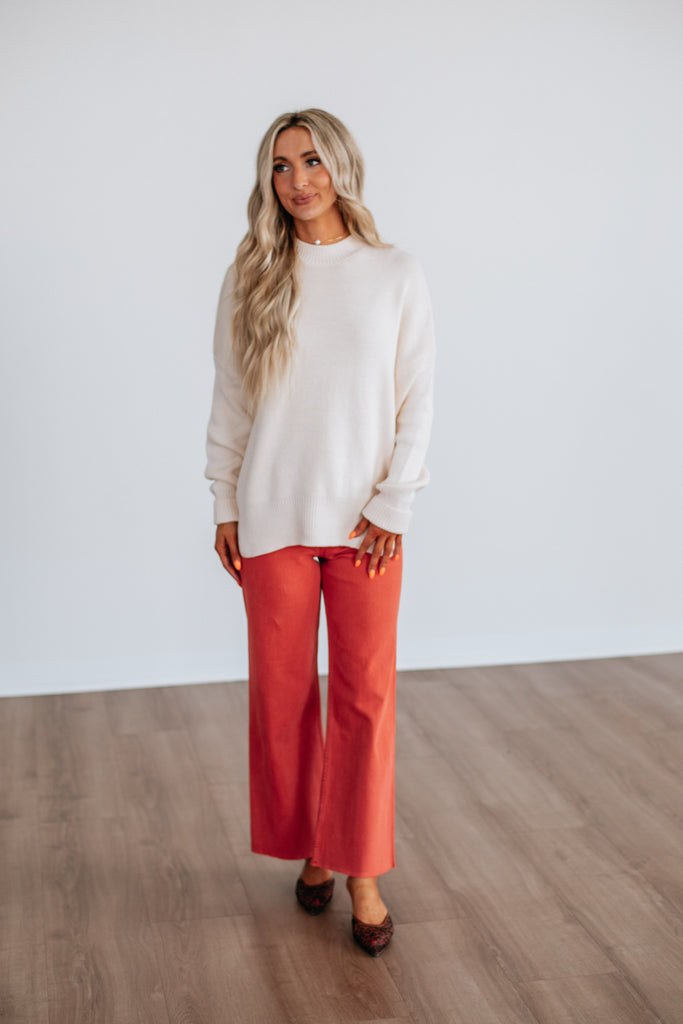 Linsley Wide Leg Pants - Burnt Orange