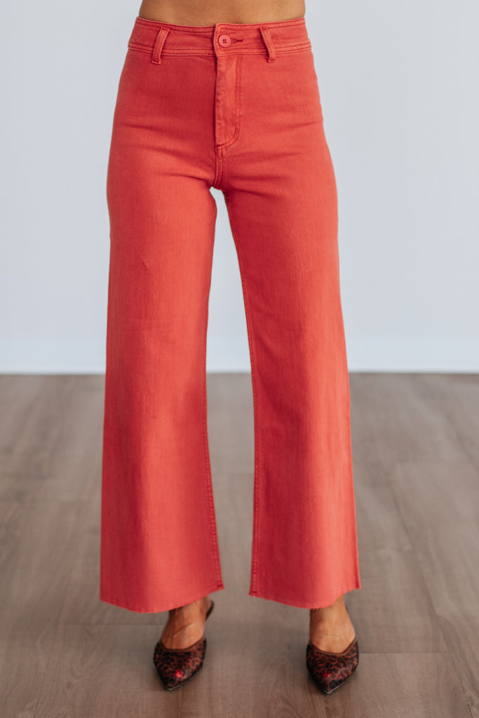 Linsley Wide Leg Pants - Burnt Orange