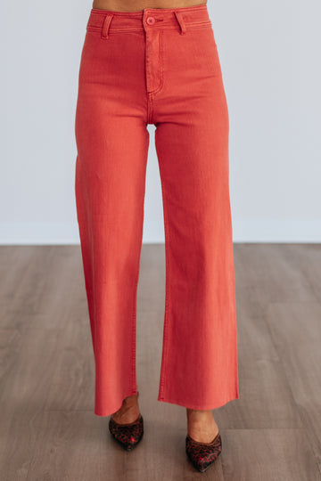Linsley Wide Leg Pants - Burnt Orange