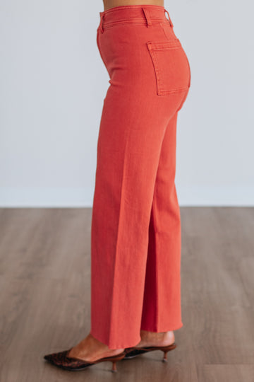 Linsley Wide Leg Pants - Burnt Orange