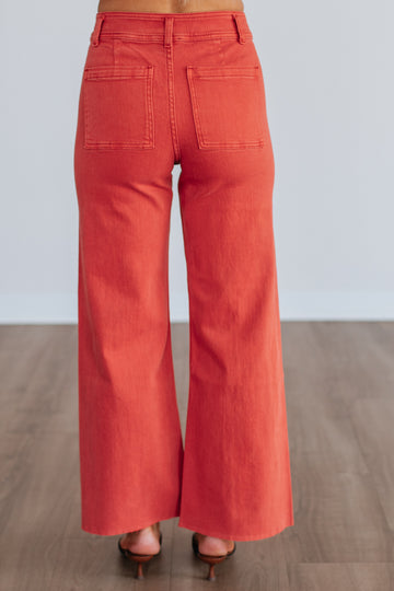 Linsley Wide Leg Pants - Burnt Orange