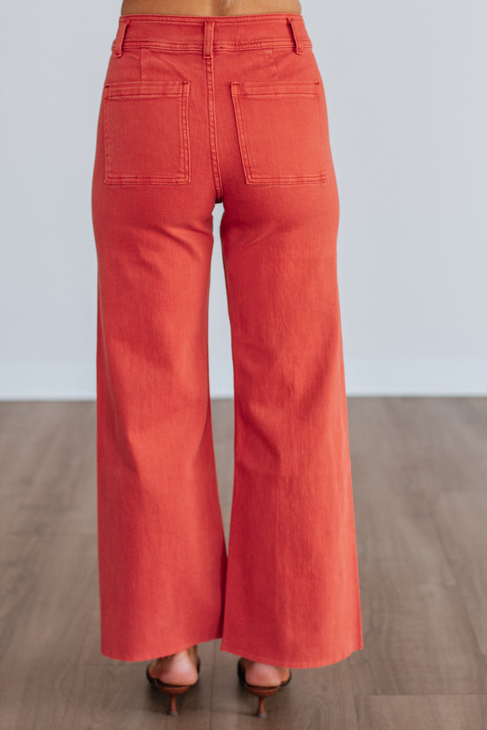 Linsley Wide Leg Pants - Burnt Orange