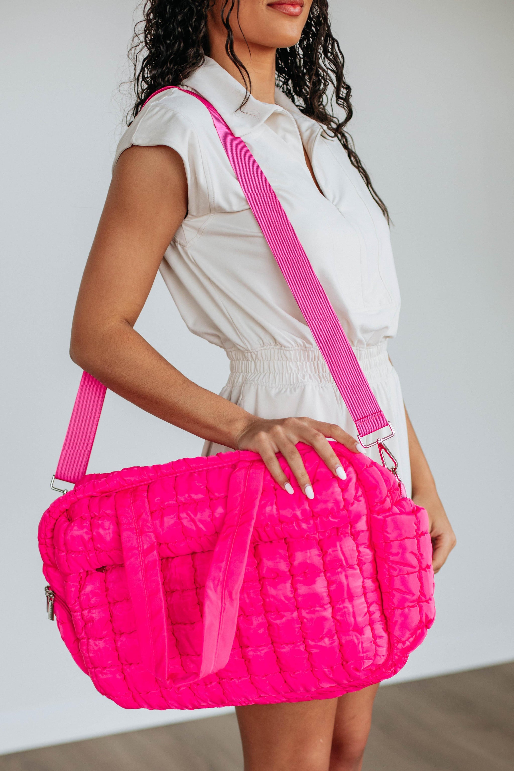 Off The Grid Quilted Weekender Bag - Hot Pink