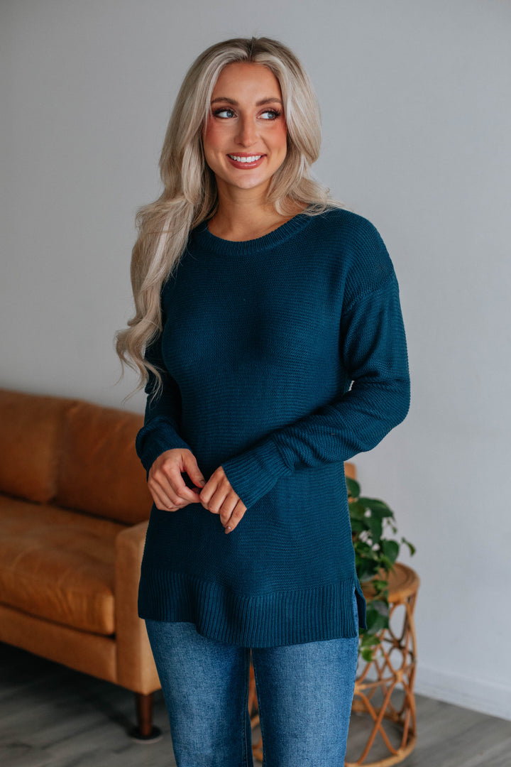 Adina Knit Sweater - Dark Teal