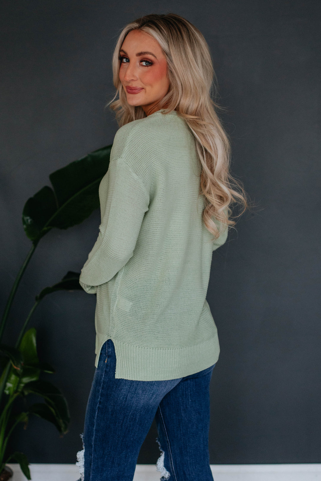 Adina Knit Sweater - Light Olive