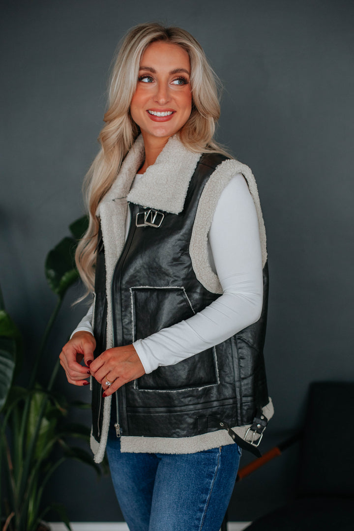 Alida Leather Vest - Black