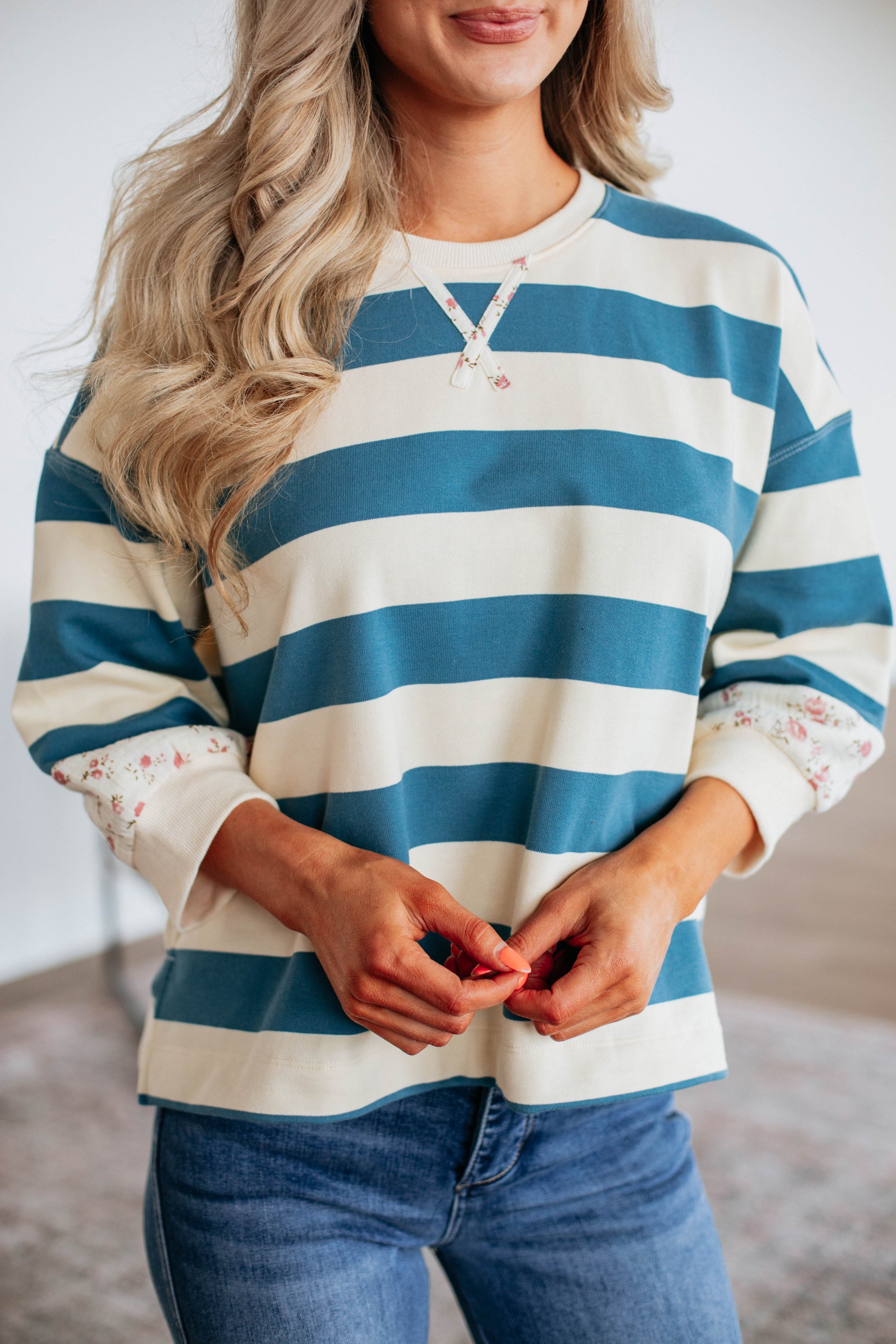 Allegro Striped Top - Steel Blue Mix
