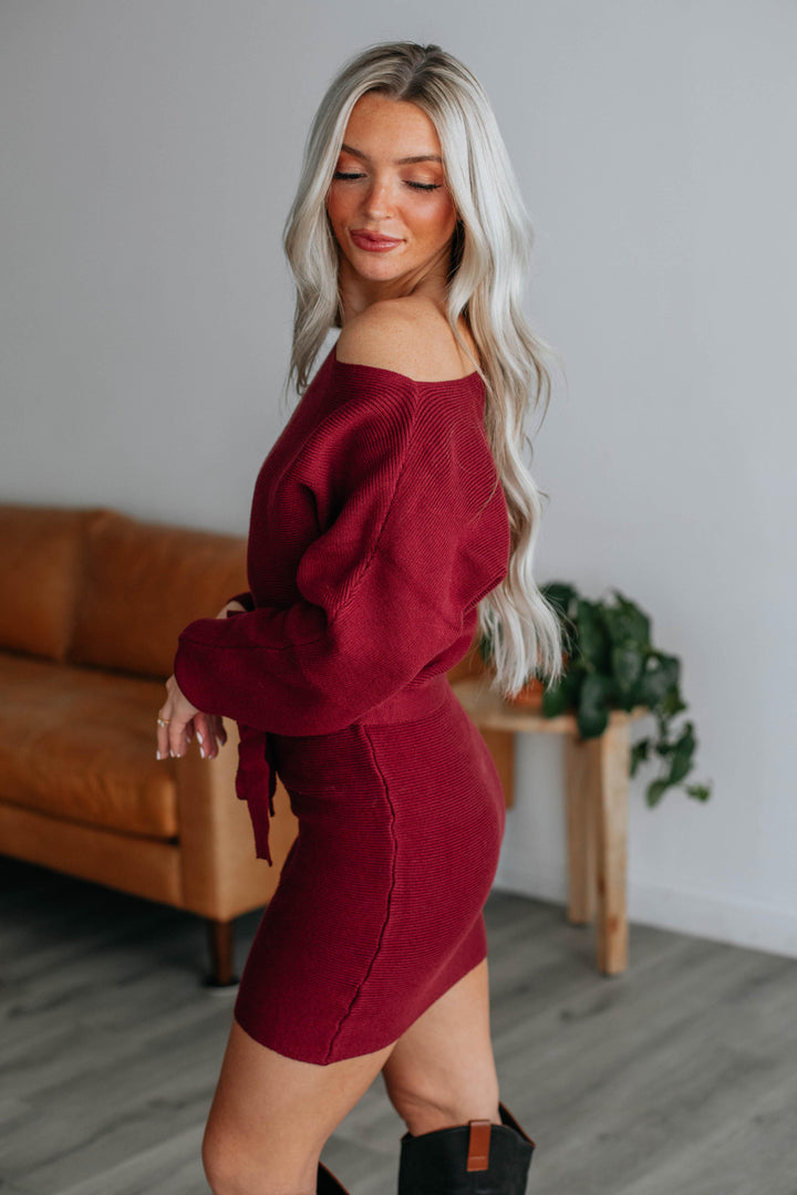 Alma Sweater Dress - Wine – Wild Oak Boutique