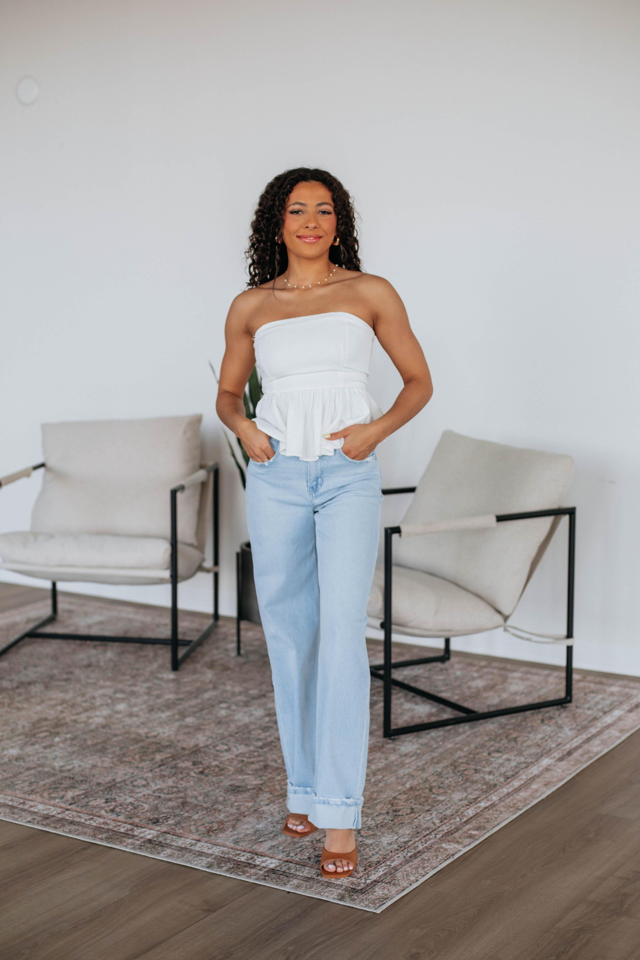 Amiah Peplum Top - Ivory