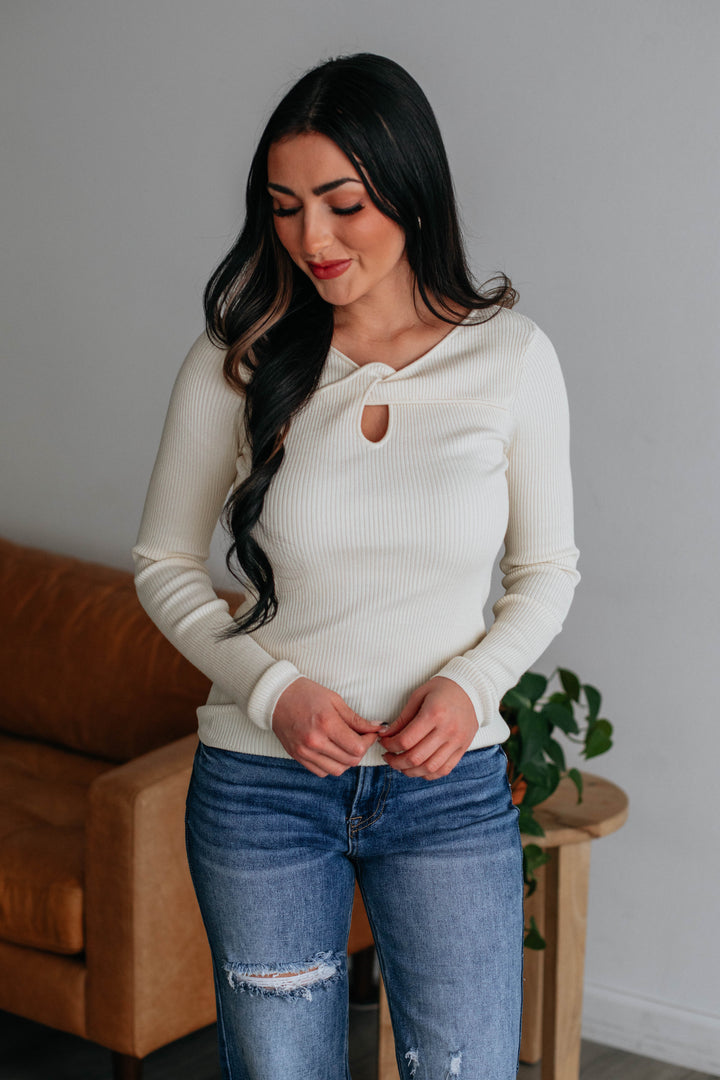 Amy Ribbed Top - Cream