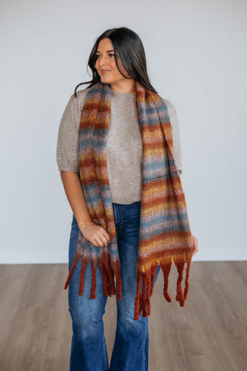 Andraya Colorblock Scarf - Rust
