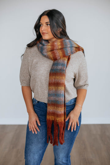 Andraya Colorblock Scarf - Rust