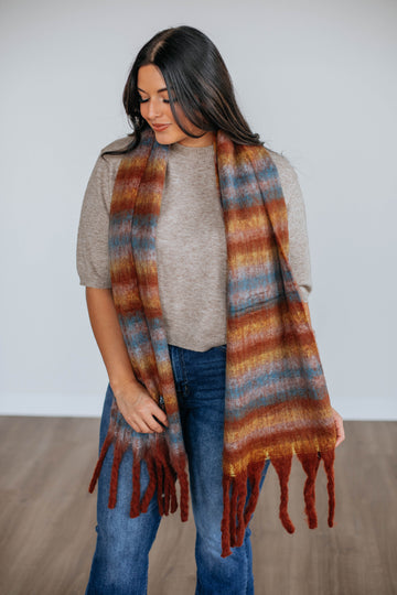 Andraya Colorblock Scarf - Rust