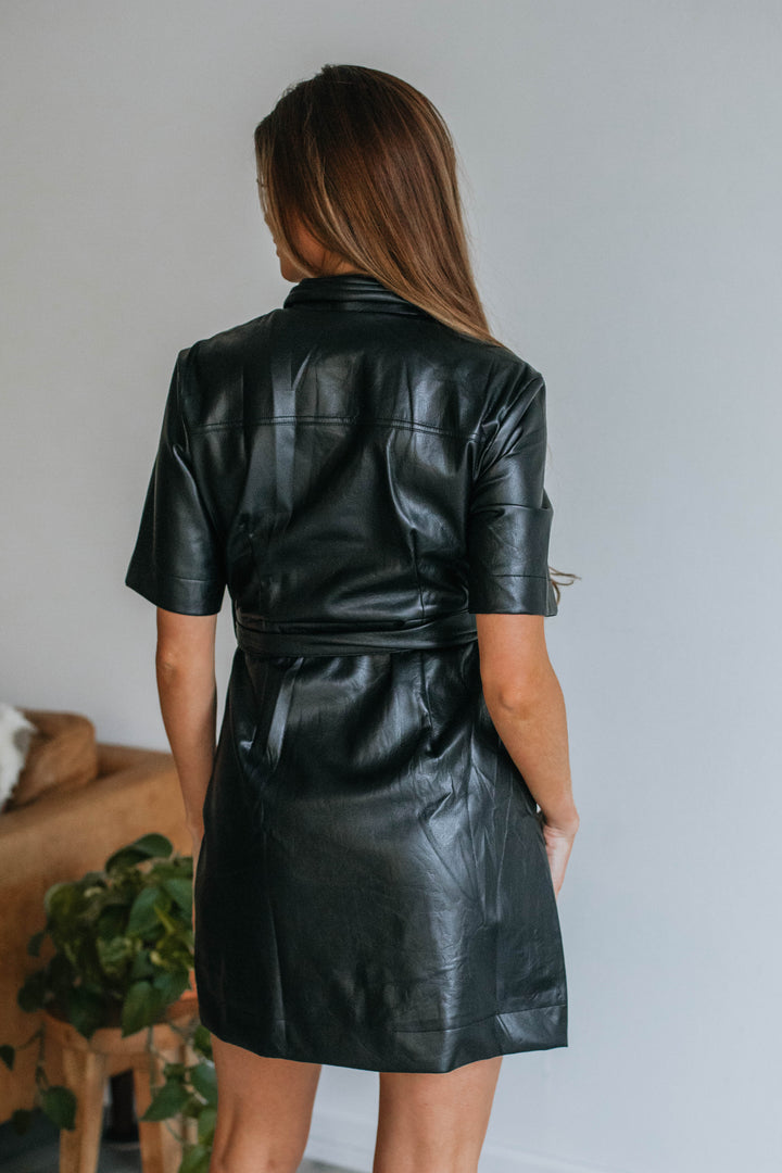 Angie Leather Contrast Dress