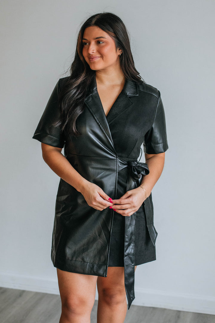 Angie Leather Contrast Dress