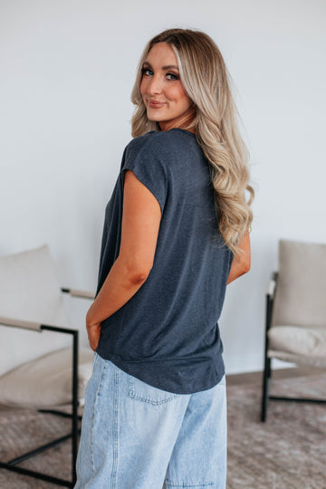 Arden Linen Top - Charcoal