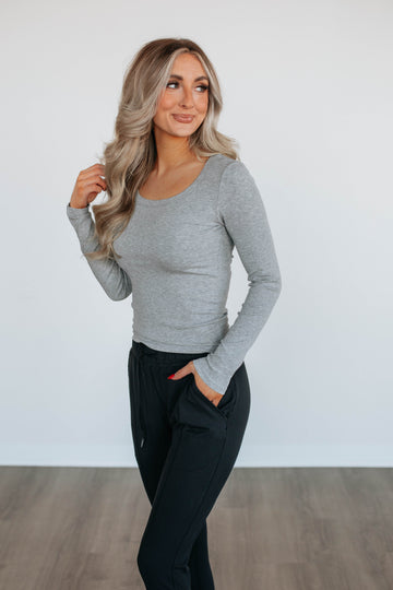 Kasen Ribbed Top - Heather Grey