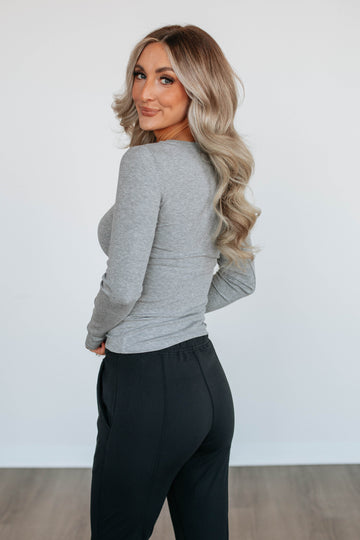 Kasen Ribbed Top - Heather Grey