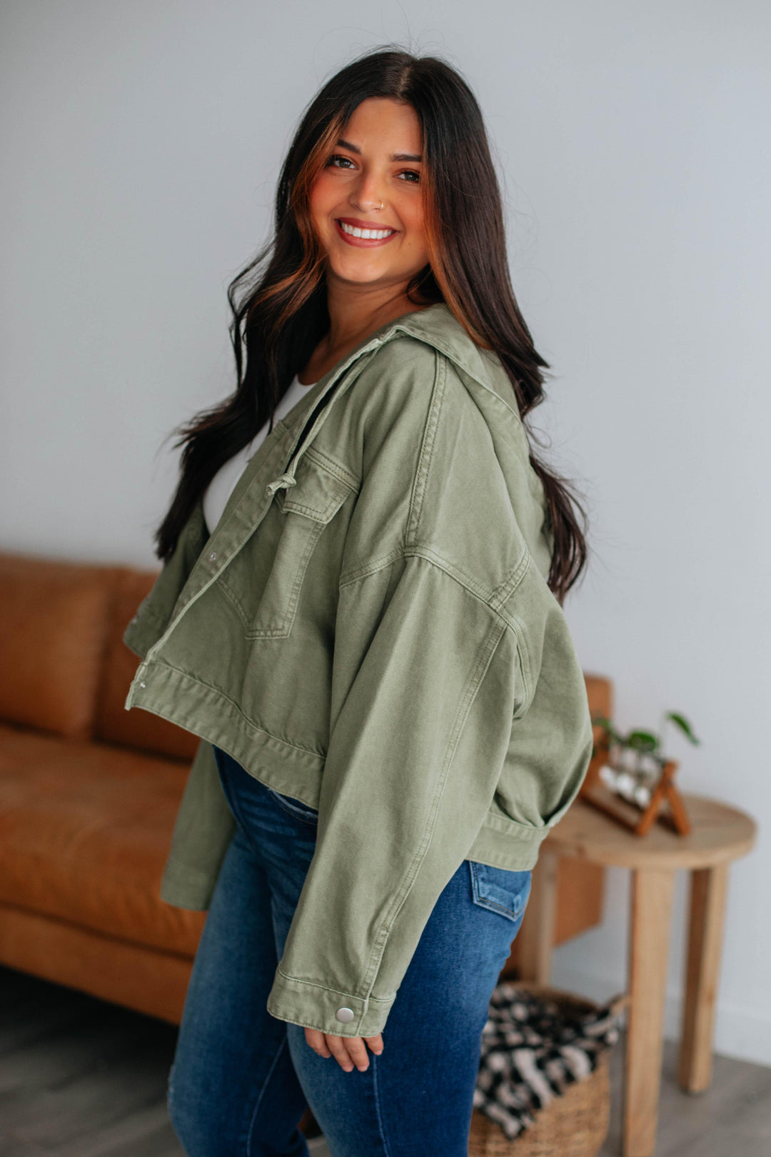 Augie Cropped Jacket - Olive