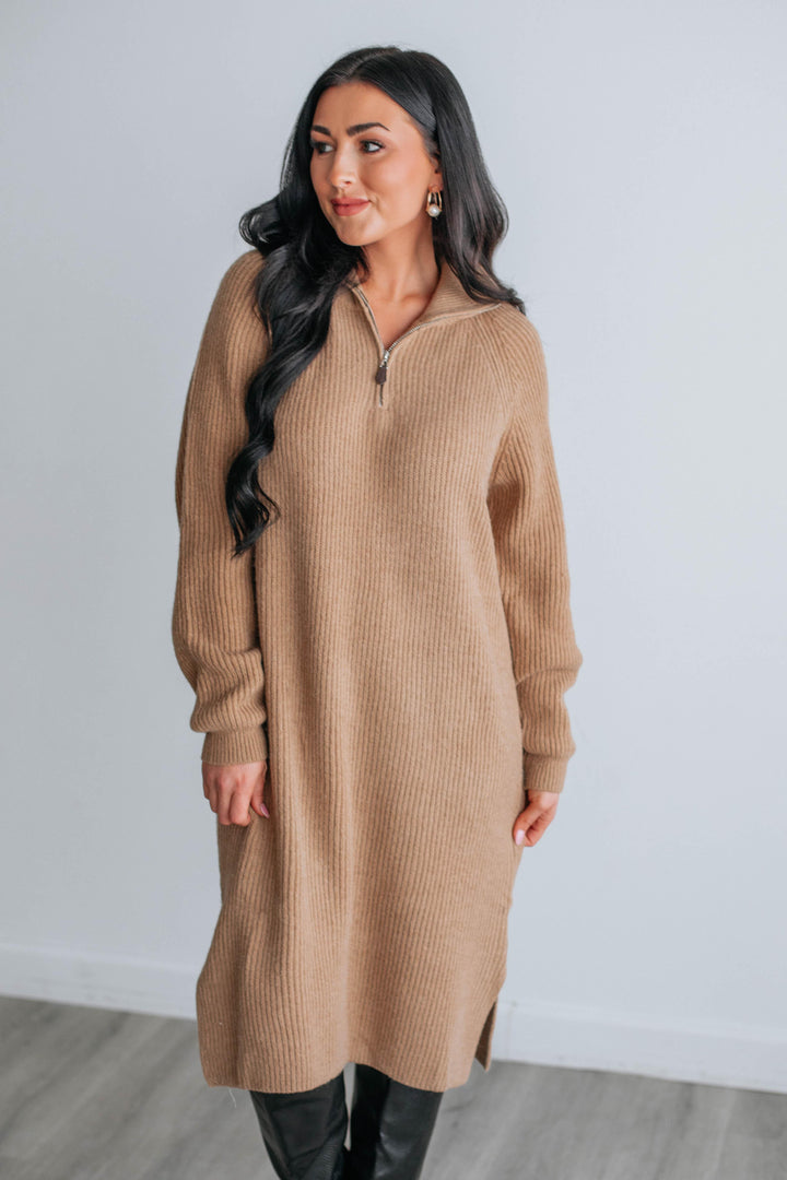 Azella Sweater Dress - Peanut