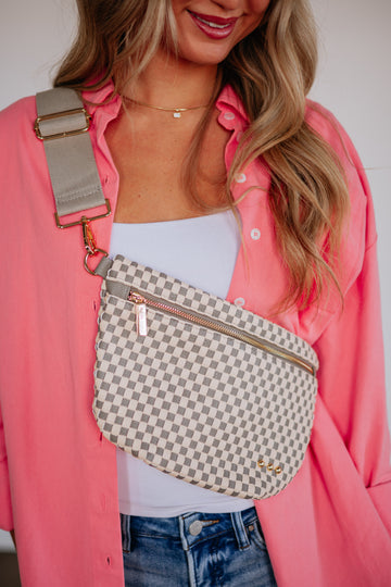 Patsy Checkered Bum Bag - Grey