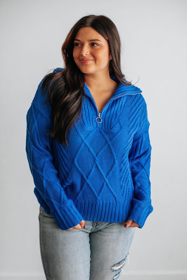 Belinda Half-Zip Sweater - Royal Blue