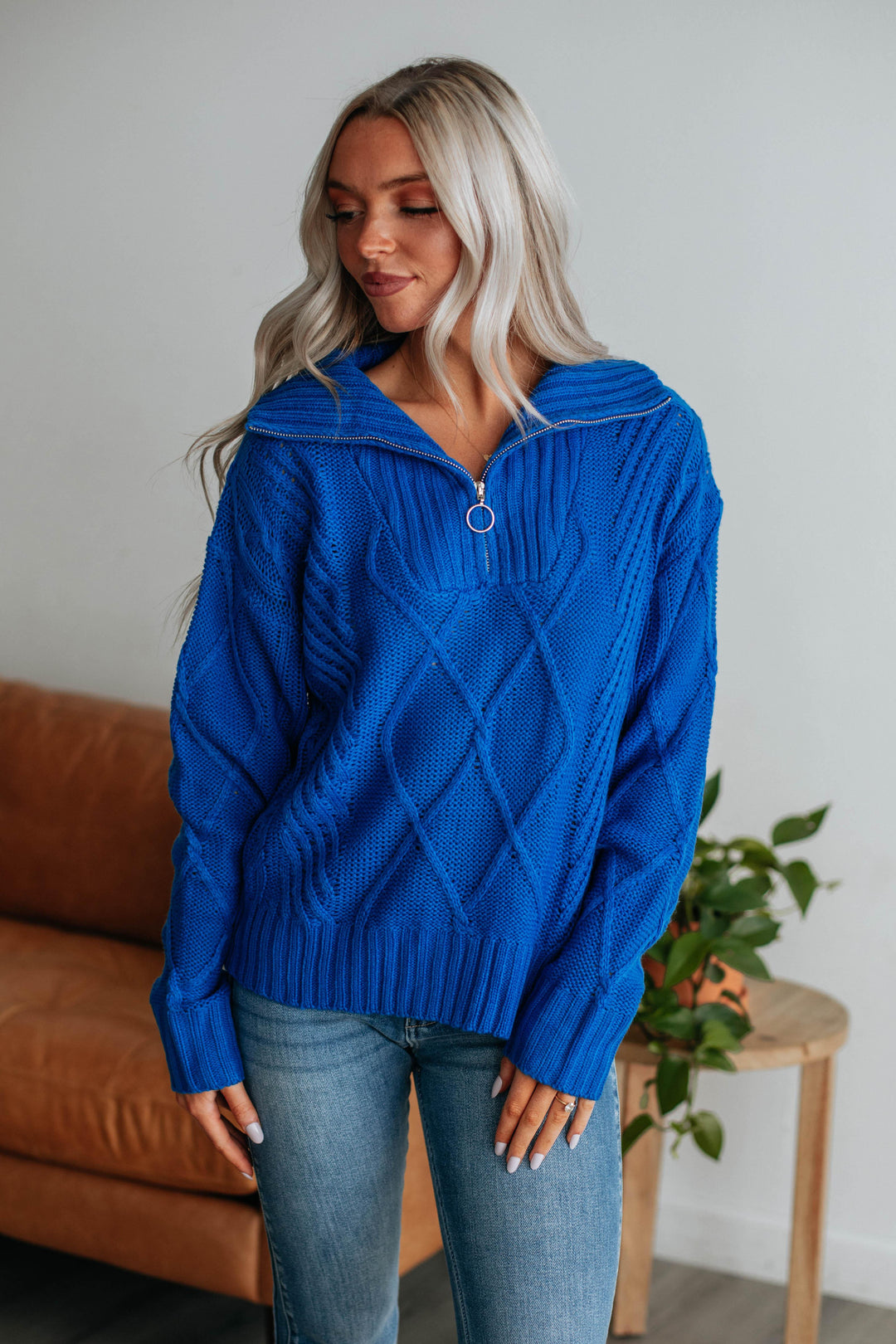 Belinda Half-Zip Sweater - Royal Blue