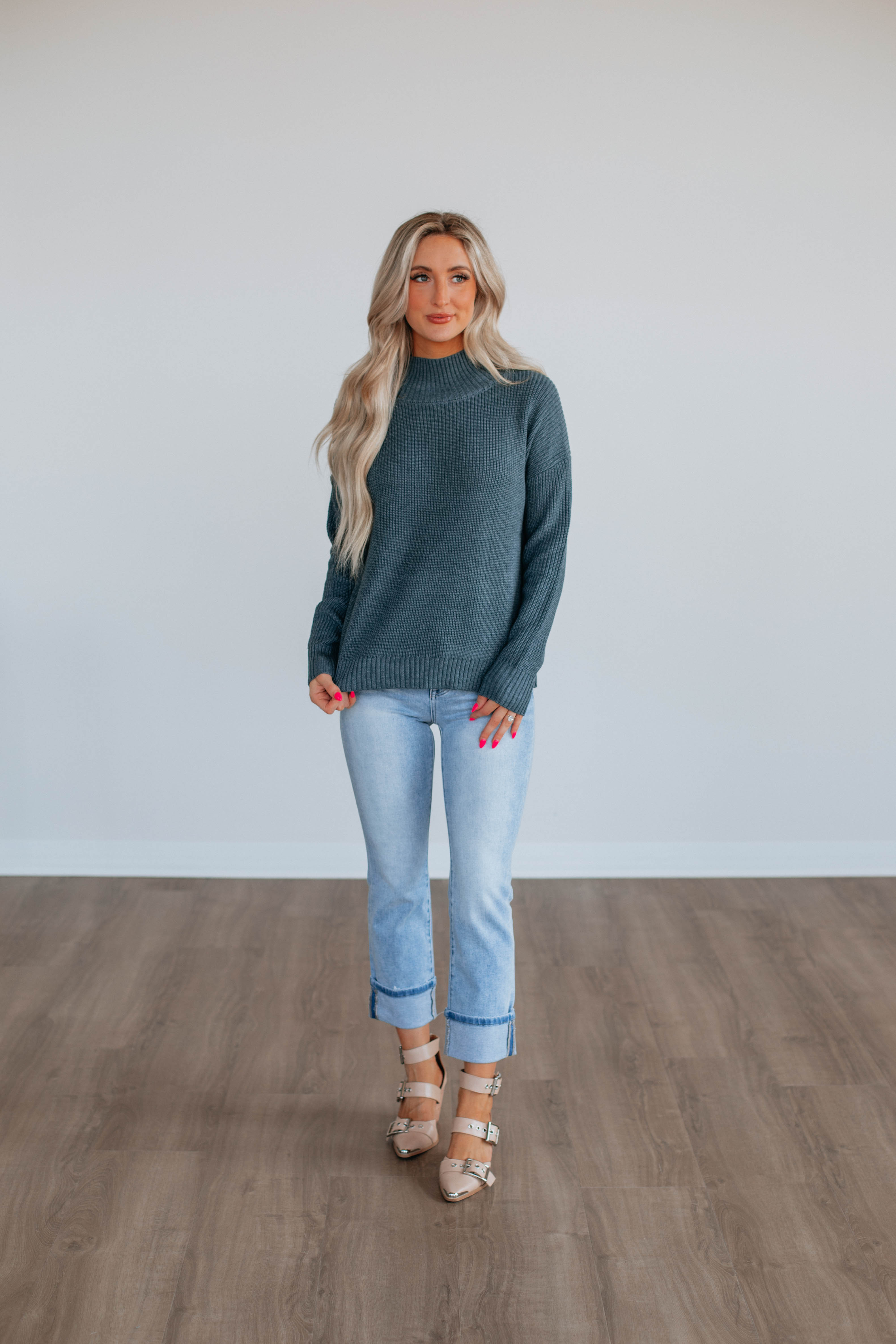 Boden Knit Sweater Dark Teal Wild Oak Boutique