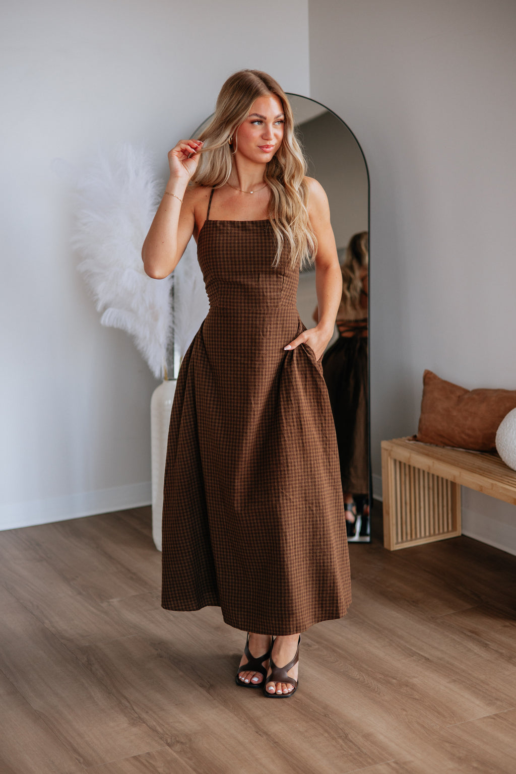 Breigh Gingham Dress - Espresso Mix Breigh Gingham Dress - Espresso Mix