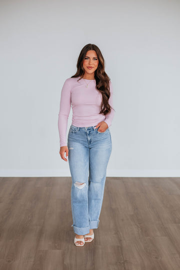 Remi Ribbed Top - Dusty Lilac