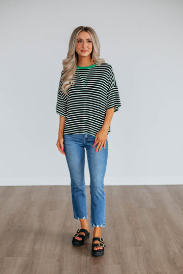 Cale Striped Top - Black Mix